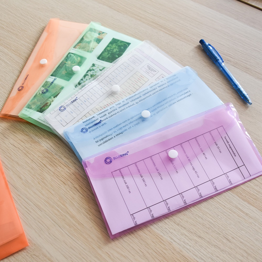 Irattartó tasak DL `csekk` patentos PP Bluering® transzparens piros - Image 3