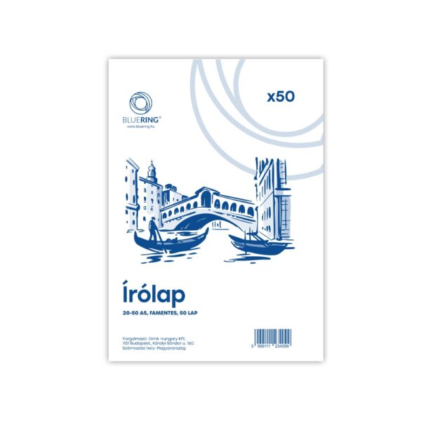 Írólap A5, 20-50 famentes borítékos 50lap Bluering®