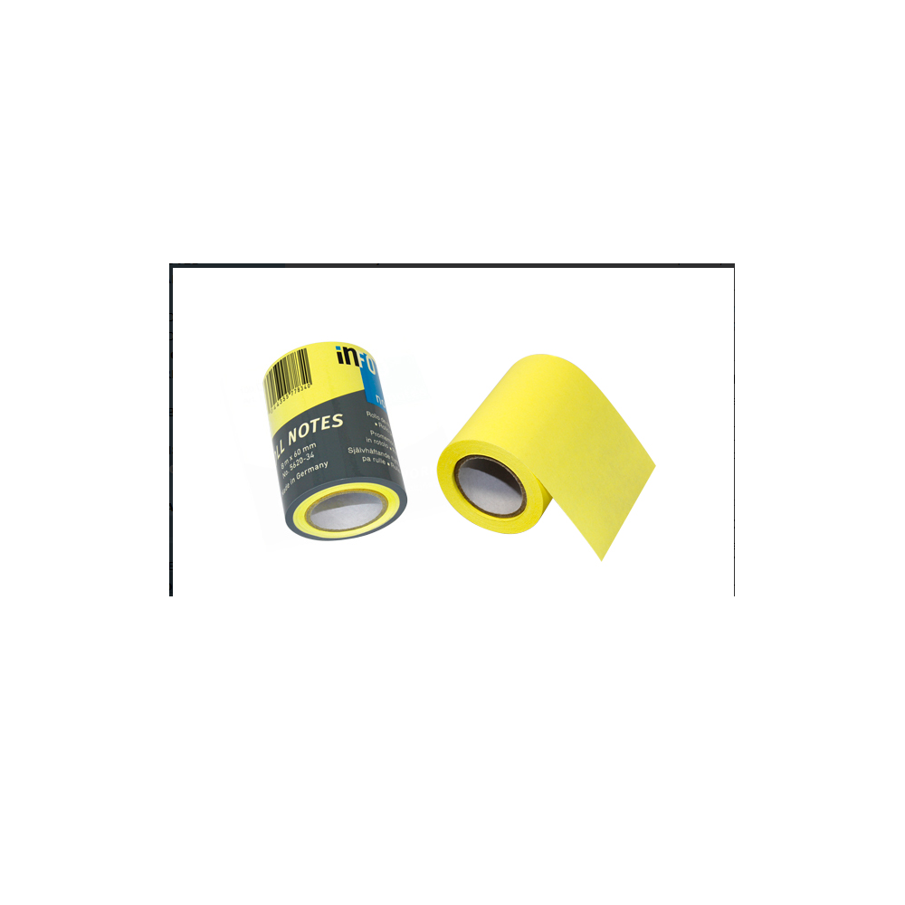 Jegyzettömb öntapadó, henger utántöltő, 60mmx80 m, Info Notes, brilliant sárga