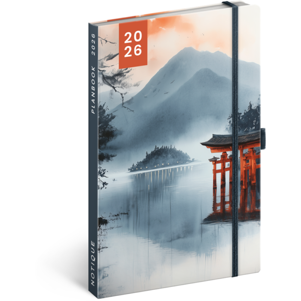 Keménytáblás notesz krémszínű lapokkal leszorító gumiszalaggal Japan 130x210mm, Presco