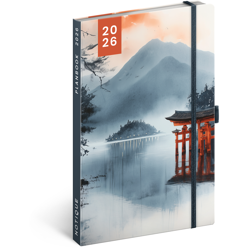 Keménytáblás notesz krémszínű lapokkal leszorító gumiszalaggal Japan 130x210mm, Presco