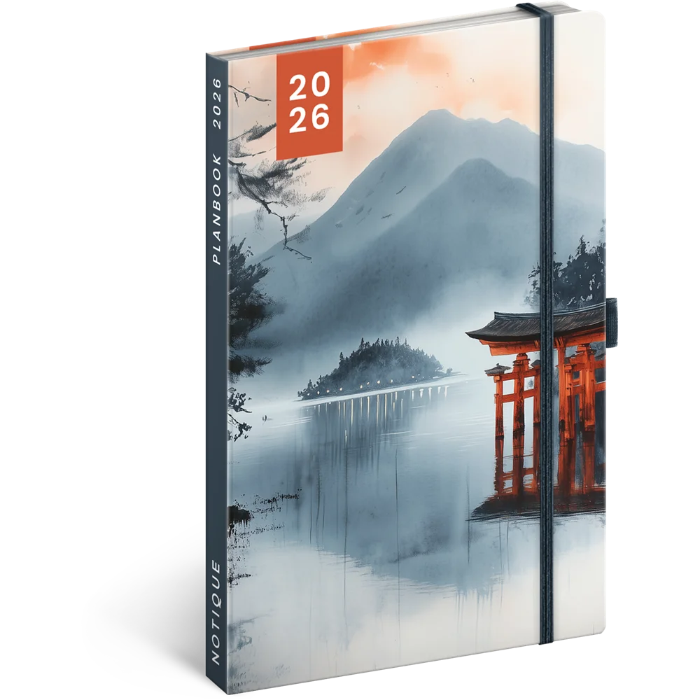 Keménytáblás notesz krémszínű lapokkal leszorító gumiszalaggal Japan 130x210mm, Presco