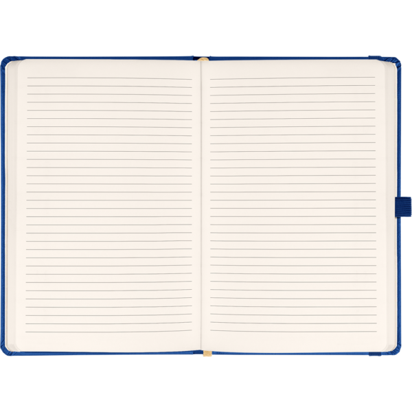 Keménytáblás notesz vonalas krémszínű lapokkal leszorító gumiszalaggal Dark blue 130x210mm, Presco