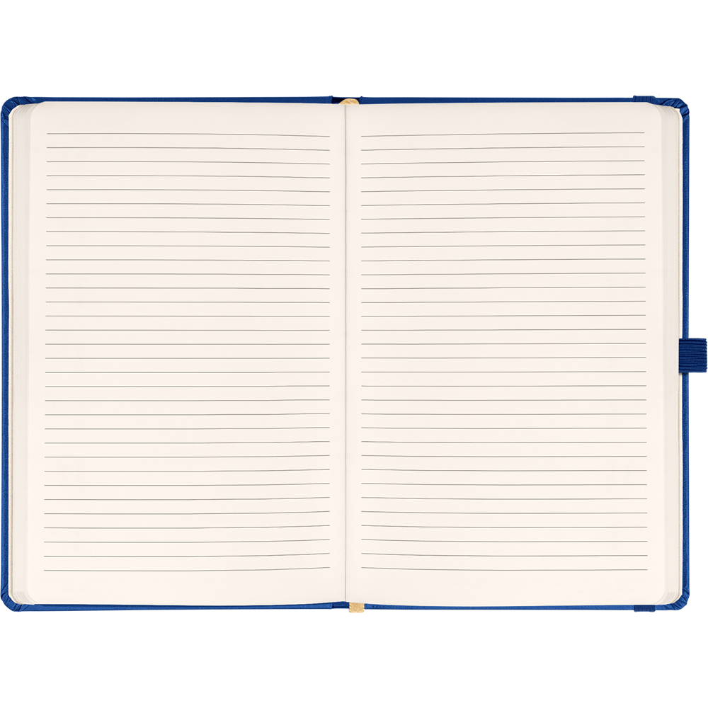 Keménytáblás notesz vonalas krémszínű lapokkal leszorító gumiszalaggal Dark blue 130x210mm, Presco