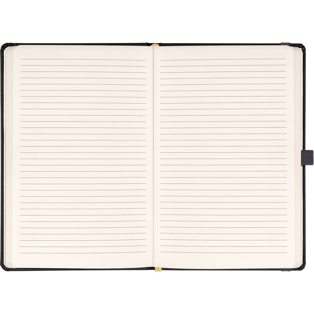 Keménytáblás notesz vonalas krémszínű lapokkal leszorító gumiszalaggal Gray 130x210mm, Presco