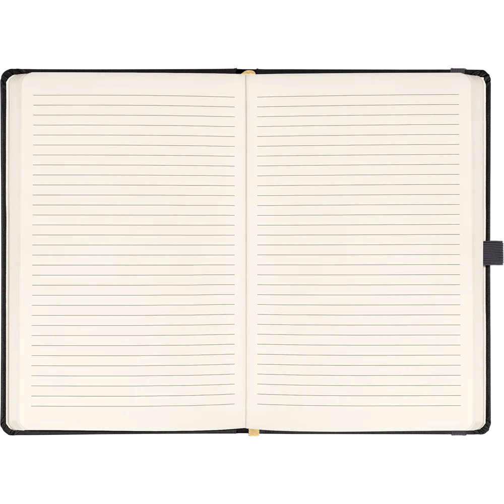 Keménytáblás notesz vonalas krémszínű lapokkal leszorító gumiszalaggal Gray 130x210mm, Presco