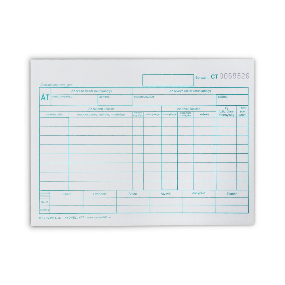 Készlet átadás átvételi bizonylat 8tételes 25x4 lapos tömb A/5 fekvő B.12-122 - Image 3