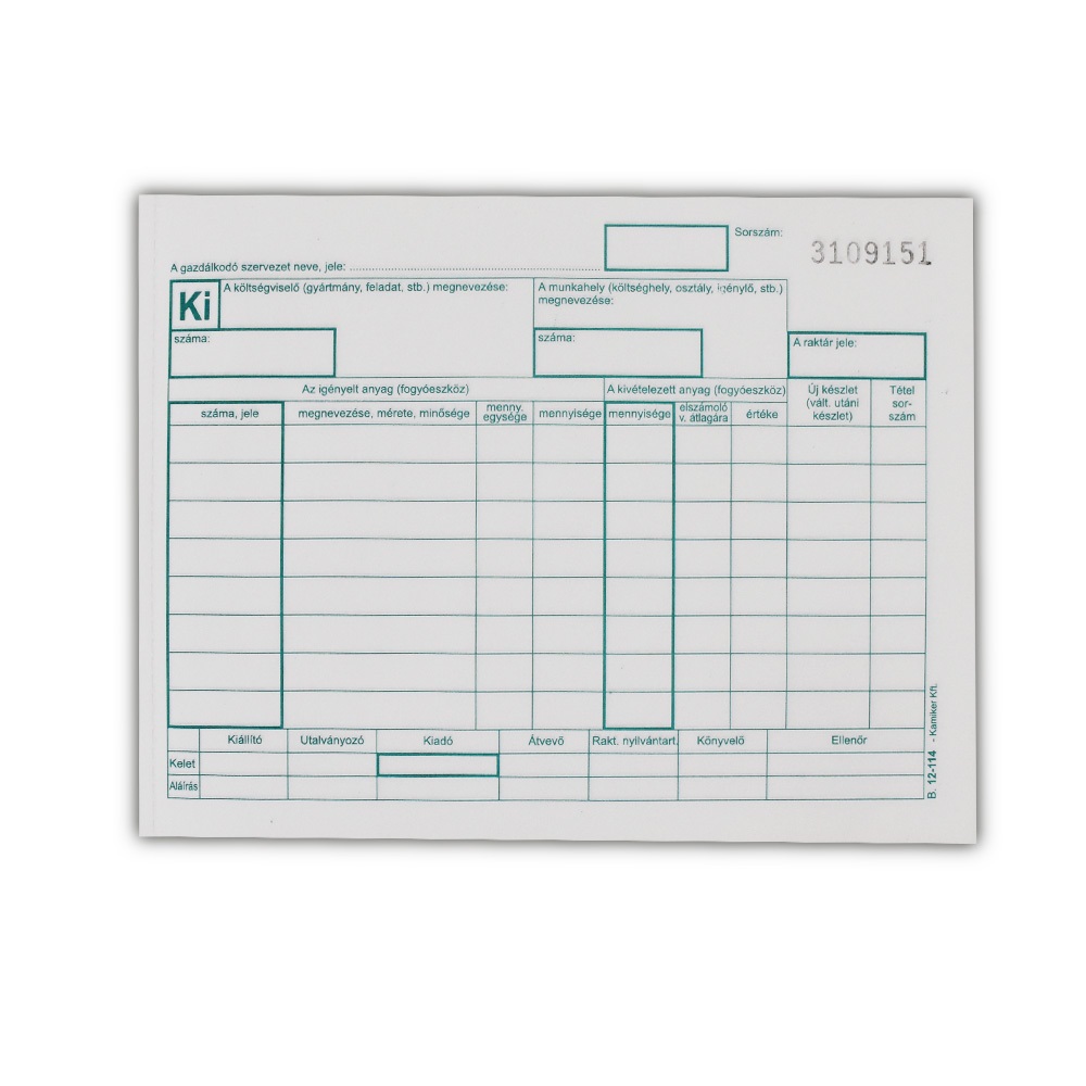 Készletkivételezési bizonylat A5, 25x4lapos 8 tételes B.12-114 Bluering® - Image 3