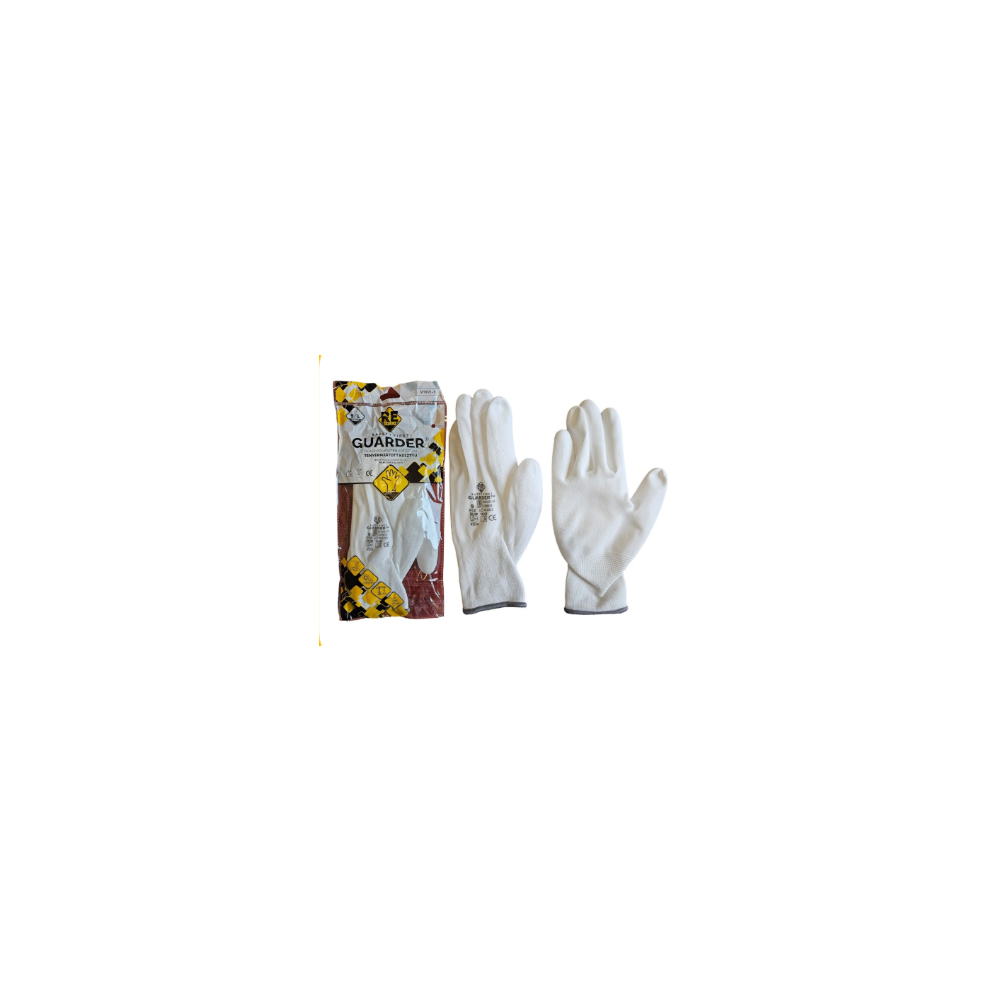 Kesztyű precíziós PU mártott tenyérrel L-es méret Guarder fehér