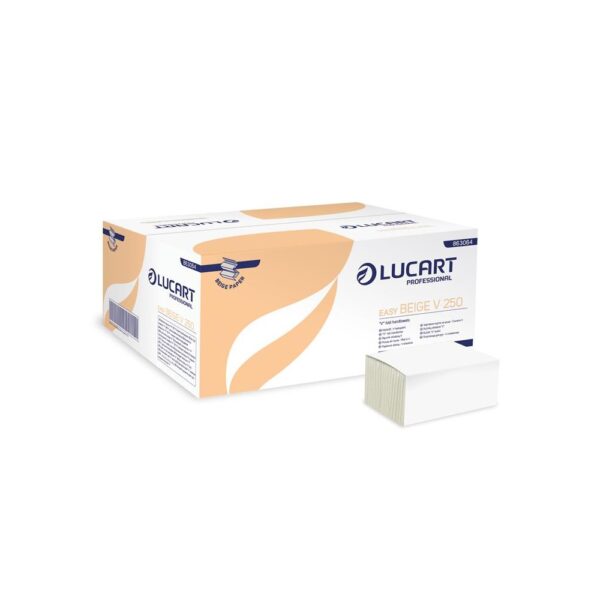 Kéztörlő 1 rétegű V hajtogatású 250 lap/csomag 20 cs/karton Beige Easy Lucart_863064P natúr