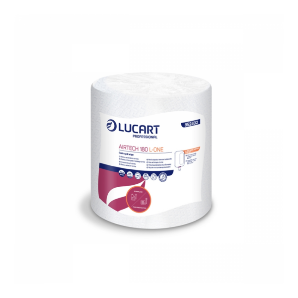 Kéztörlő 1 rétegű tekercses egyesével csomagolt 4 tekercs/karton Airtech 180 L-One Lucart_852402 hófehér