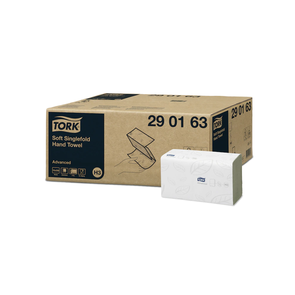 Kéztörlő 2 rétegű Z hajtogatású 250 lap/csomag 15 csomag/karton Soft Singlefold H3 Tork_290163 fehér - Image 2