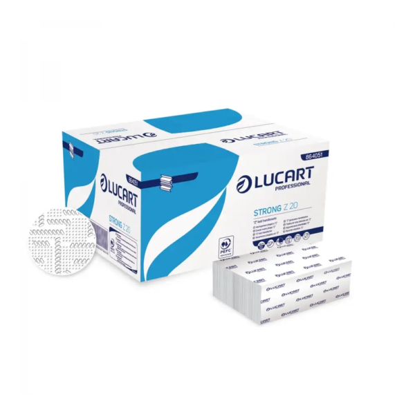 Kéztörlő 2 rétegű Z hajtogatású 200 lap/csomag 15 csomag/karton Strong Z 20 Lucart_864051B hófehér