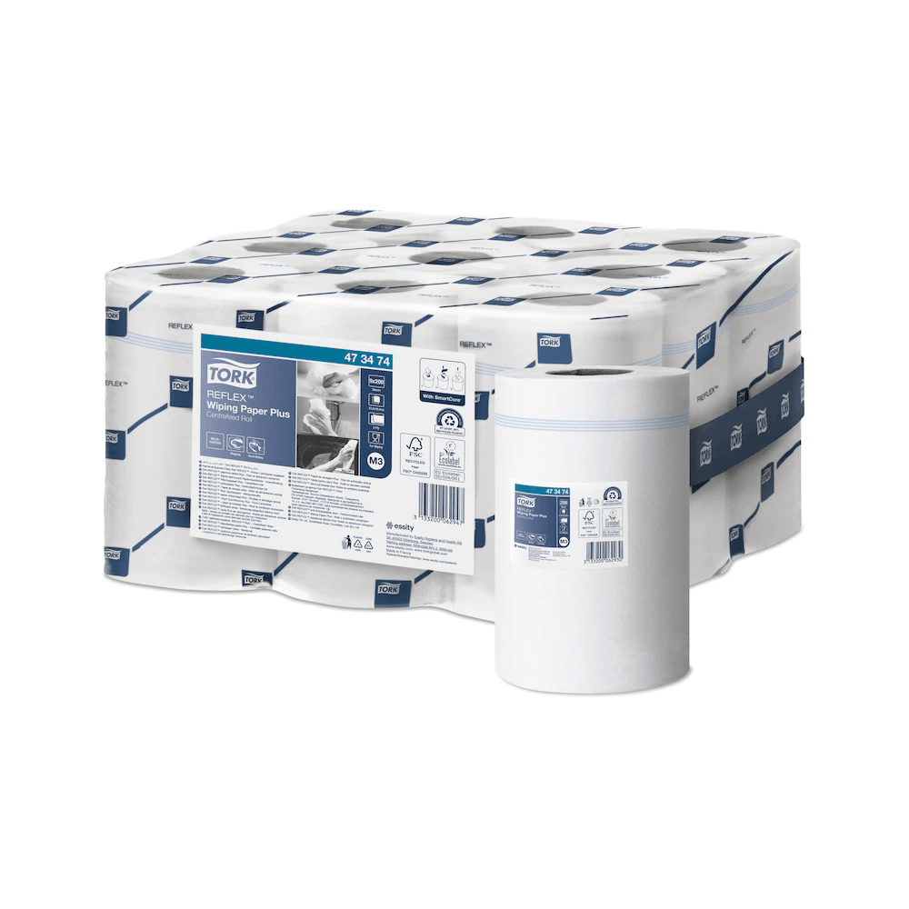 Kéztörlő 2 rétegű plusz mini belsőmagos 200 lap/67 m/tekercs 9 tekercs/karton Reflex™ M3 Tork_473474 fehér - Image 2