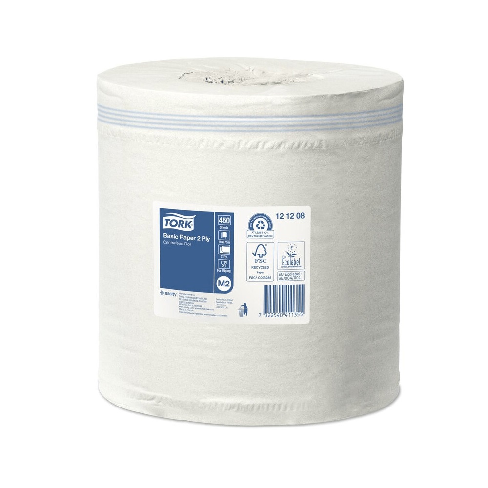 Kéztörlő 2 rétegű tekercses átmérő: 16,2 cm 121,5 m/tekercs 6 tekercs/karton M2 Universal Tork_121208 fehér - Image 2