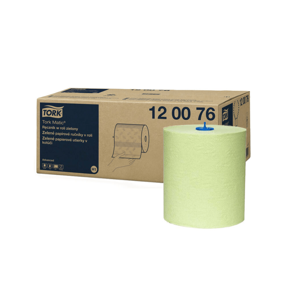 Kéztörlő 2 rétegű tekercses átmérő: 19 cm 150 m/600 lap/tekercs 6 tekercs/karton Advanced Matic® H1 TORK_290076 zöld