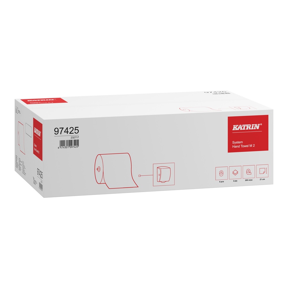Kéztörlő 2 rétegű tekercses átmérő: 19 cm 190 lap/200 m/tekercs 6 tekercs/karton System Katrin_97425 fehér - Image 2
