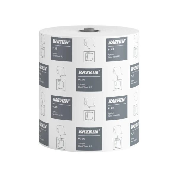 Kéztörlő 2 rétegű tekercses átmérő: 19 cm perforáció nélküli 6 tekercs/karton System Katrin_97449 fehér