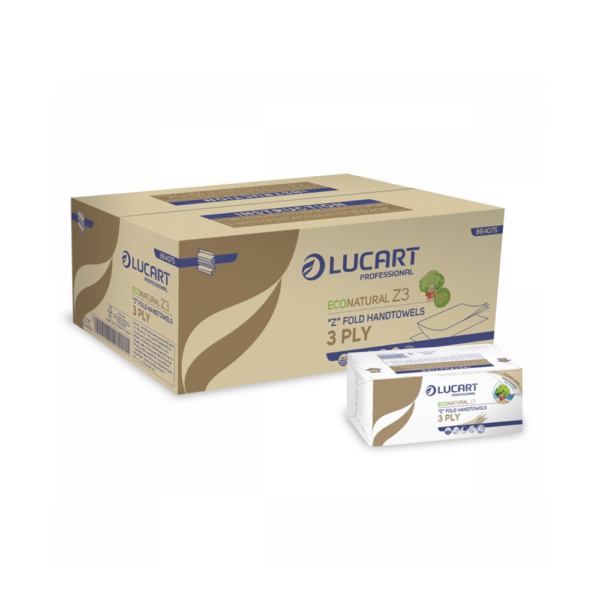 Kéztörlő 3 rétegű Z hajtogatású 198 lap/csomag 18 cs/karton Z3 EcoNatural Lucart_864075J havanna barna