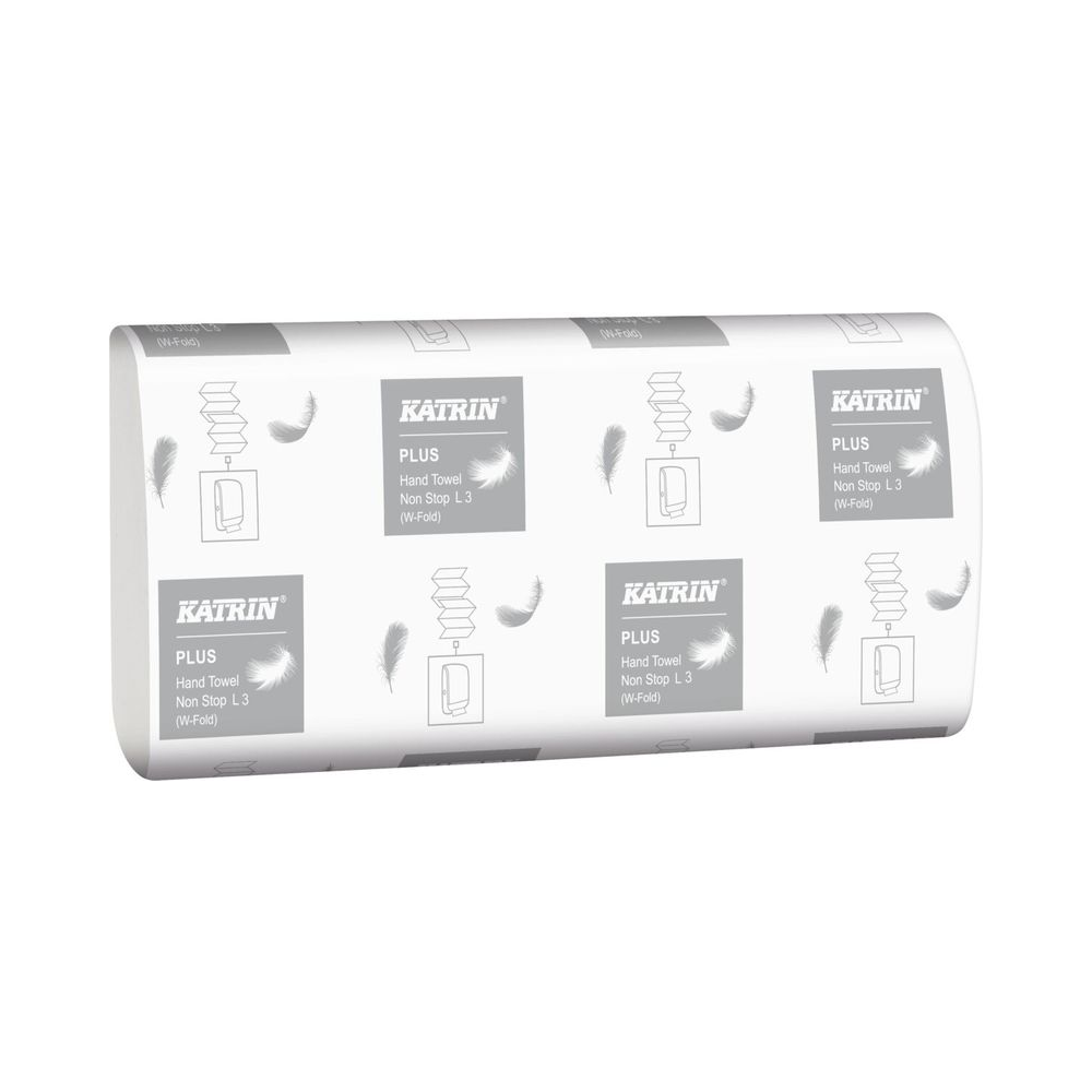 Kéztörlő W hajtogatású 3 rétegű 90 lap/cs 25 csomag/karton Katrin Plus Non stop L3 hófehér_61600 - Image 2