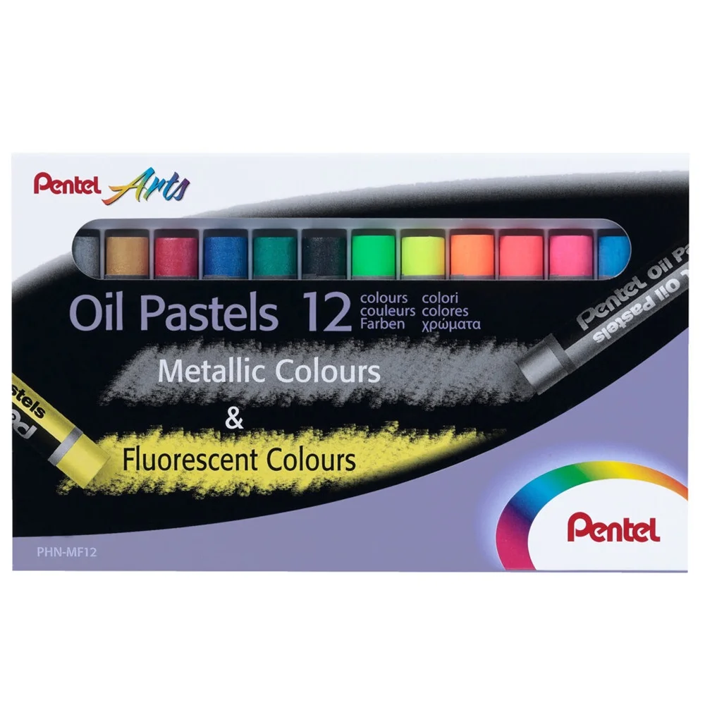 Kréta olajpasztell készlet, PHN-MF12 Pentel, 12 klf., fluoreszkáló metál szín - Image 2