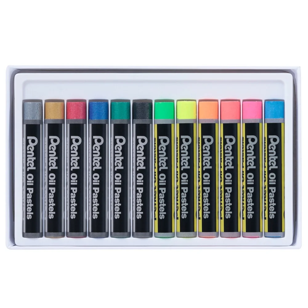 Kréta olajpasztell készlet, PHN-MF12 Pentel, 12 klf., fluoreszkáló metál szín - Image 4