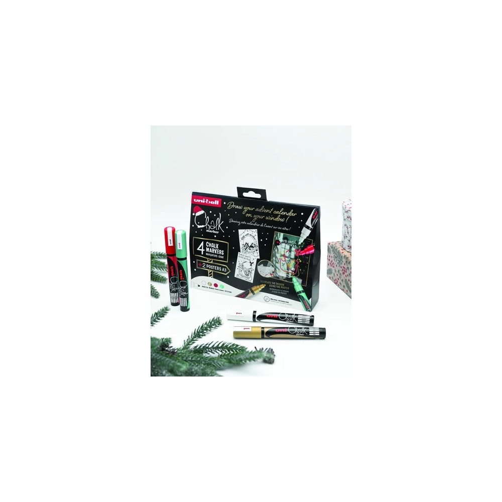 Krétamarker folyékony 1,8-2,5mm Uni-Posca PWE-5M 4 db-os Karácsonyi készlet - Image 2