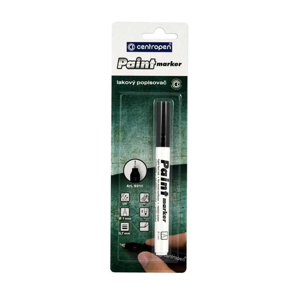 Lakkmarker 0,7mm, vékony metál hegy Centropen 9211 fekete