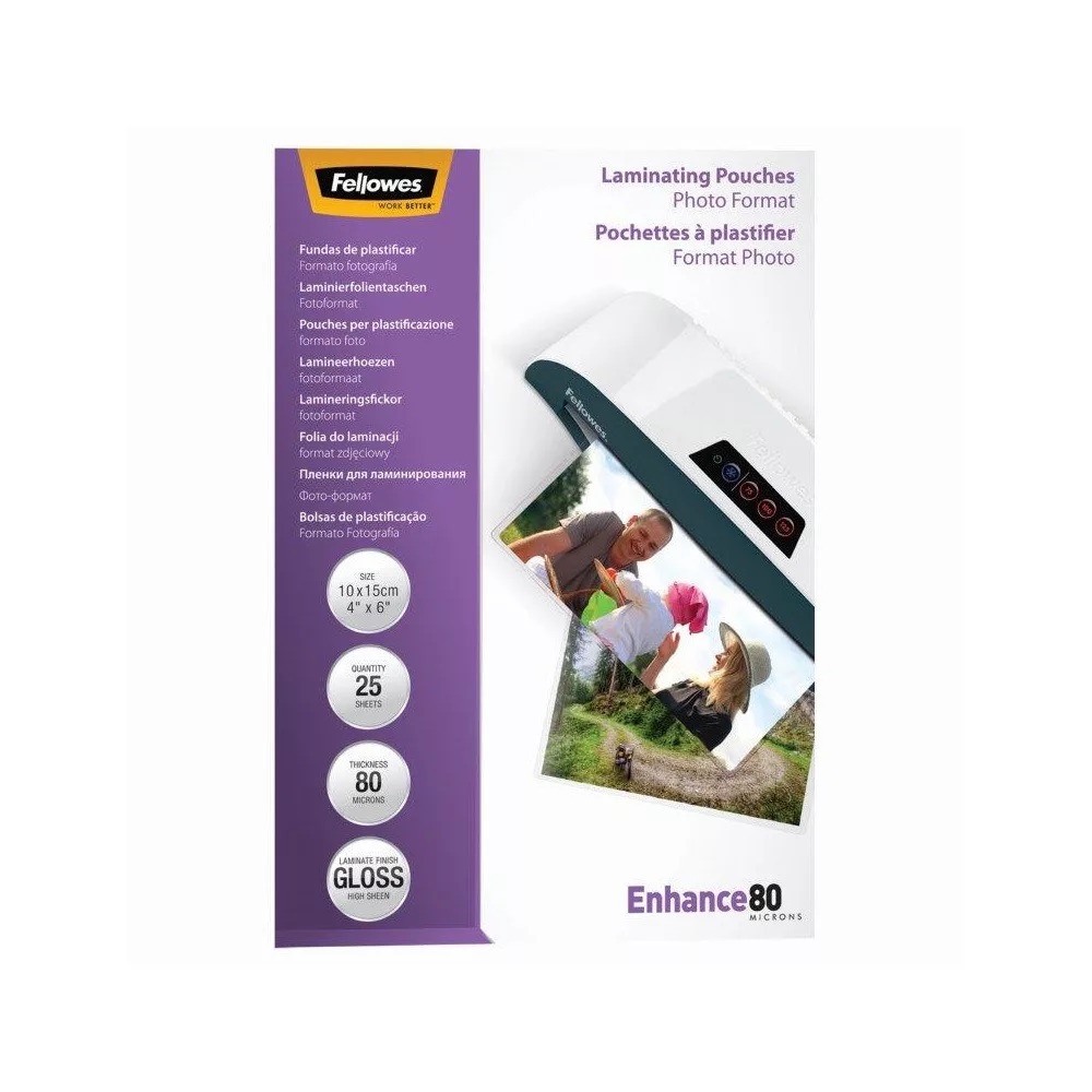 Lamináló fólia, 100x150mm, 80 mikron, fényes, 25 db/doboz, Fellowes® - Image 2