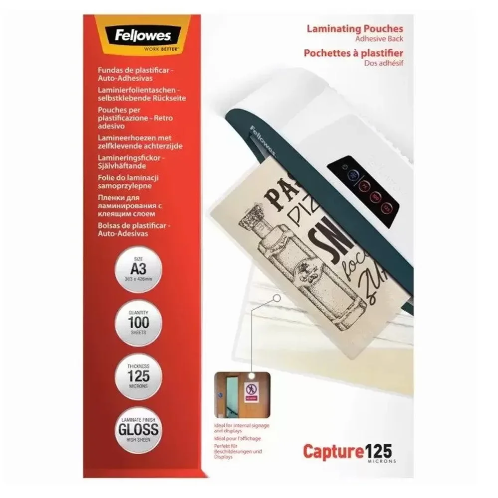Lamináló fólia, A3, 125 mikron, fényes, 100 db/doboz, Fellowes® - Image 3