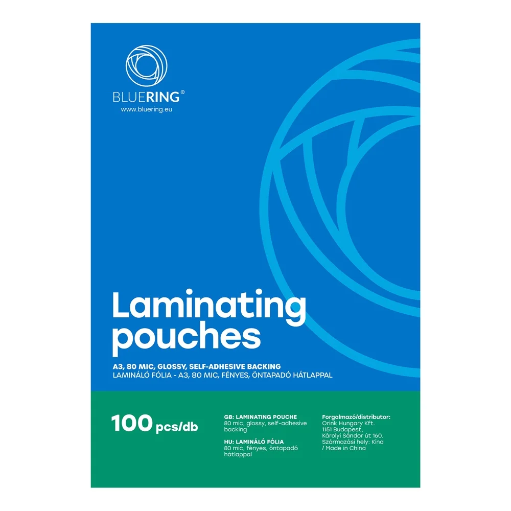Lamináló fólia A3, 80 micron öntapadó hátlappal 100 db/doboz, Bluering®, - Image 2