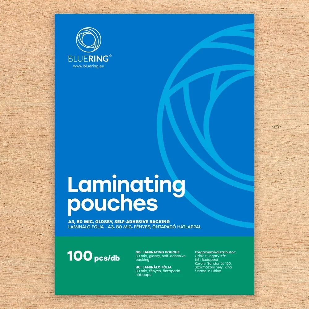 Lamináló fólia A3, 80 micron öntapadó hátlappal 100 db/doboz, Bluering®, - Image 3