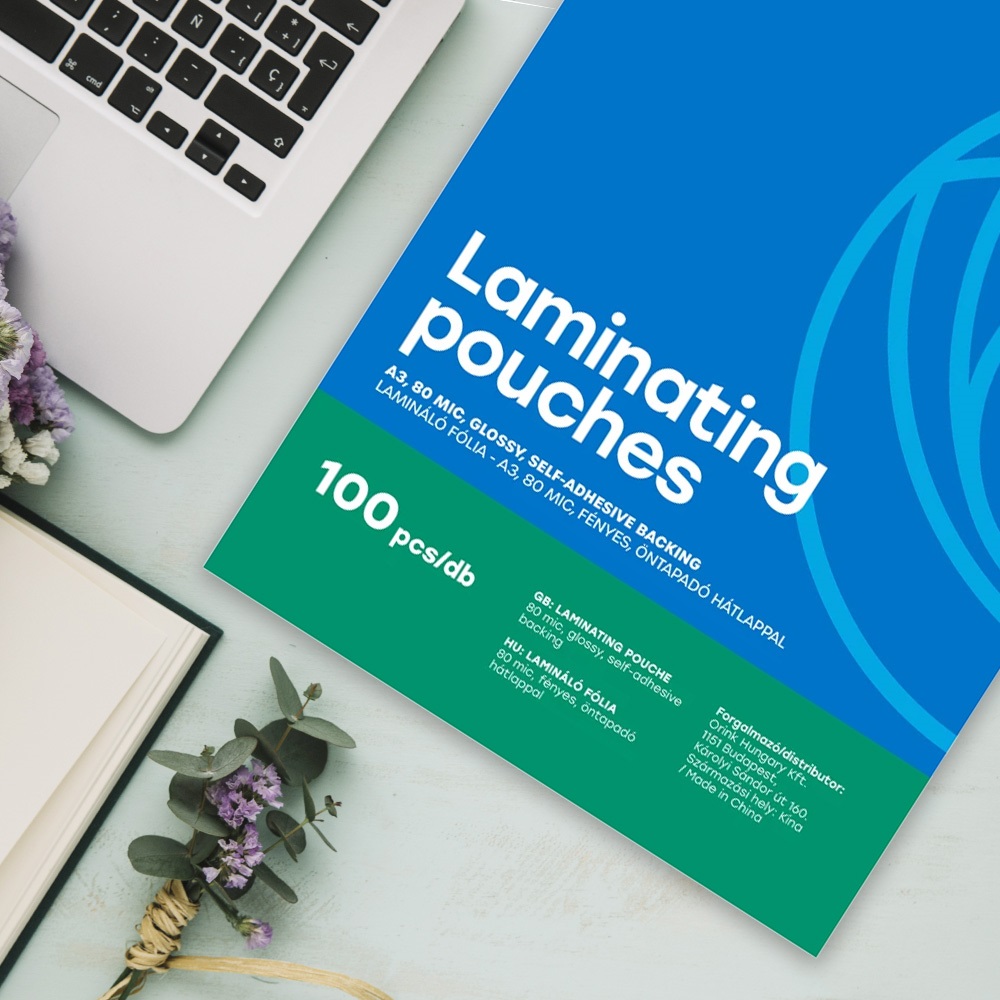 Lamináló fólia A3, 80 micron öntapadó hátlappal 100 db/doboz, Bluering®, - Image 5