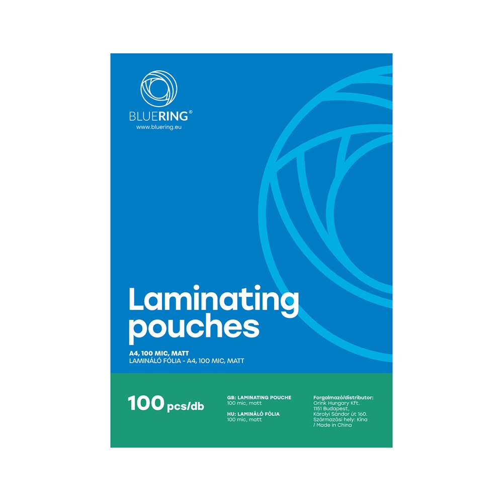 Lamináló fólia A4, 100 micron matt 100 db/doboz, Bluering®