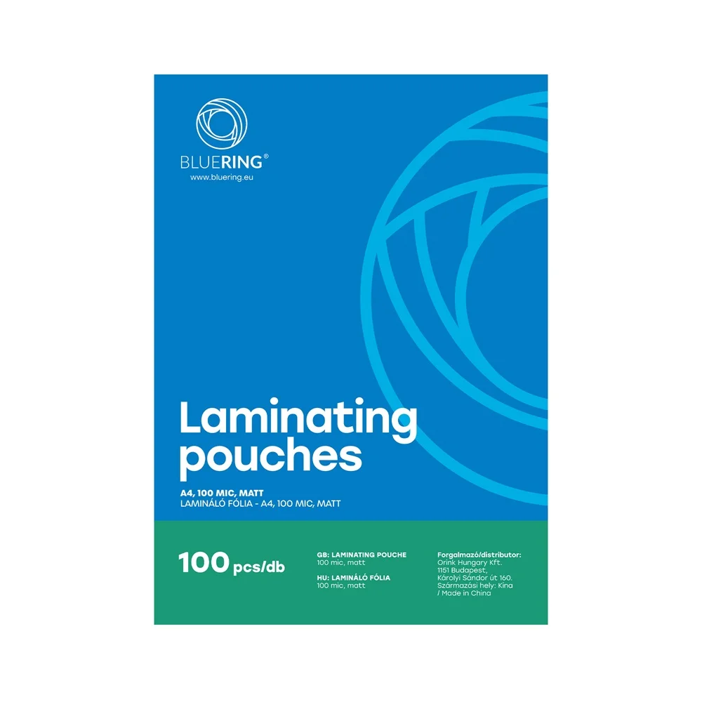 Lamináló fólia A4, 100 micron matt 100 db/doboz, Bluering®
