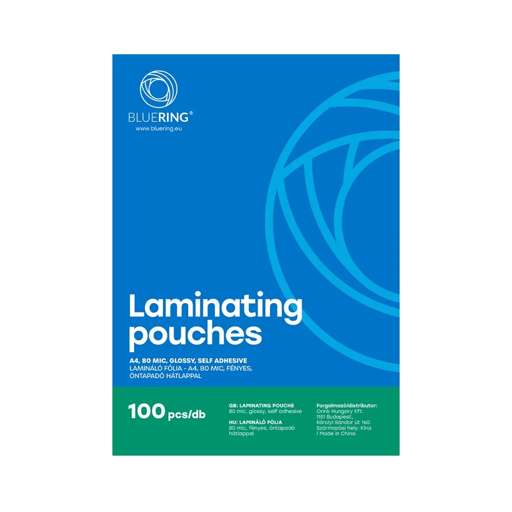 Lamináló fólia A4, 80 micron öntapadó hátlappal 100 db/doboz, Bluering®, - Image 2