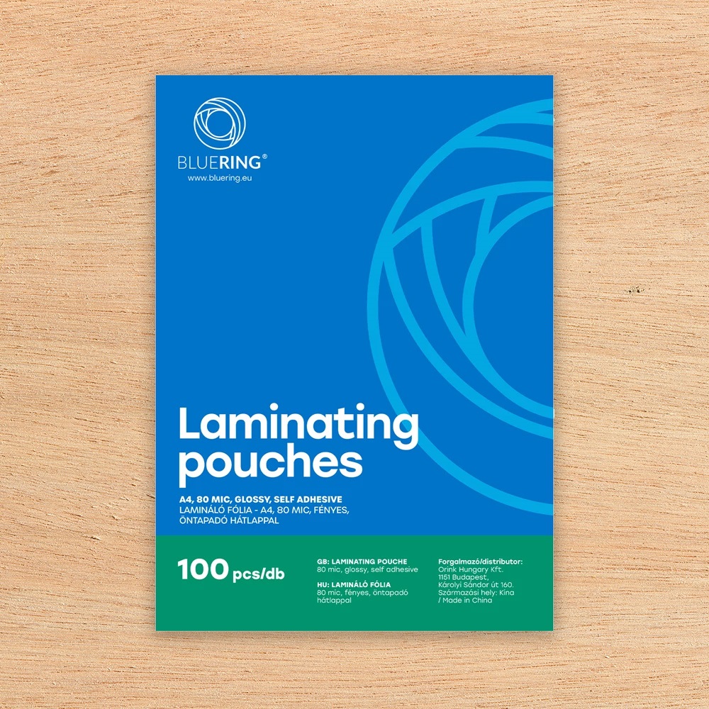Lamináló fólia A4, 80 micron öntapadó hátlappal 100 db/doboz, Bluering®, - Image 3
