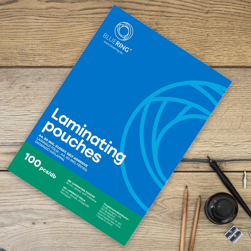 Lamináló fólia A4, 80 micron öntapadó hátlappal 100 db/doboz, Bluering®, - Image 5