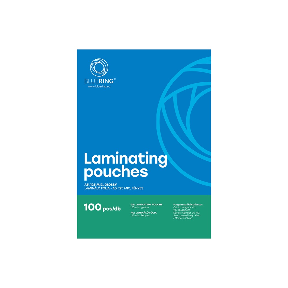 Lamináló fólia A5, 154x216mm, 125 micron 100 db/doboz, Bluering® - Image 2