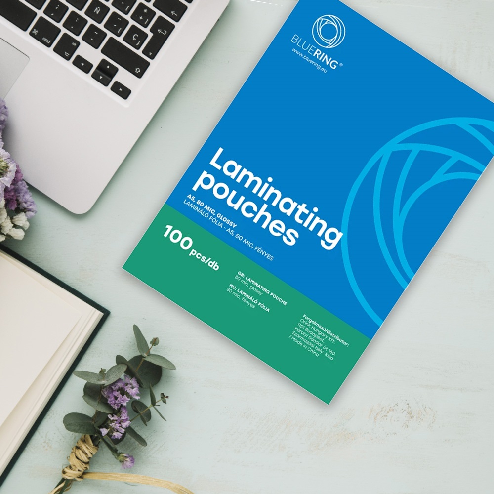 Lamináló fólia A5, 154x216mm, 80 micron 100 db/doboz, Bluering® - Image 4