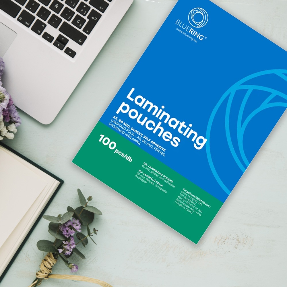 Lamináló fólia A5, 80 micron öntapadó hátlappal 100 db/doboz, Bluering®, - Image 4