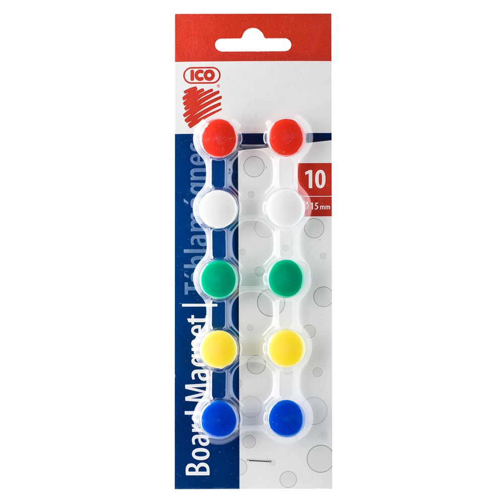 Mágnes 15mm, 10 db/csomag, 5 klf. szín vegyesen Ico