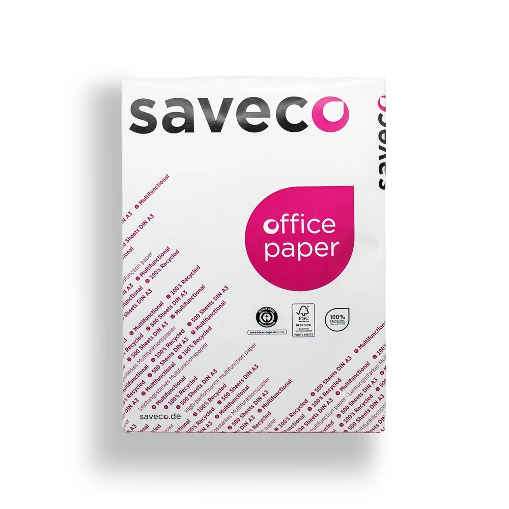 Másolópapír A3, 80g, újrahasznosított ISO 70 fehérségű  Saveco Orange Label 500ív/csomag - Image 2