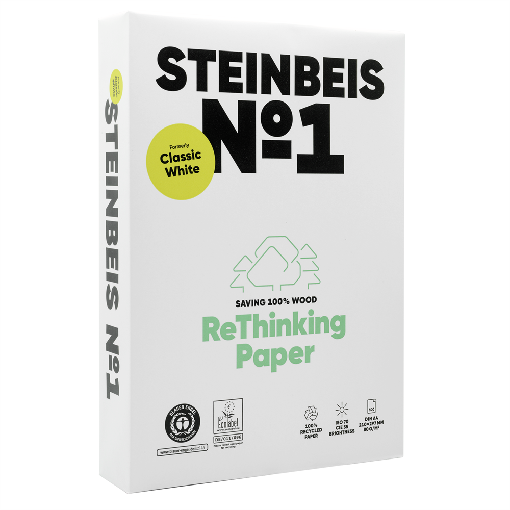 Másolópapír A4, 80g, Steinbeis No1. újrahasznosított ISO 70 fehérségű 500ív/csomag - Image 2