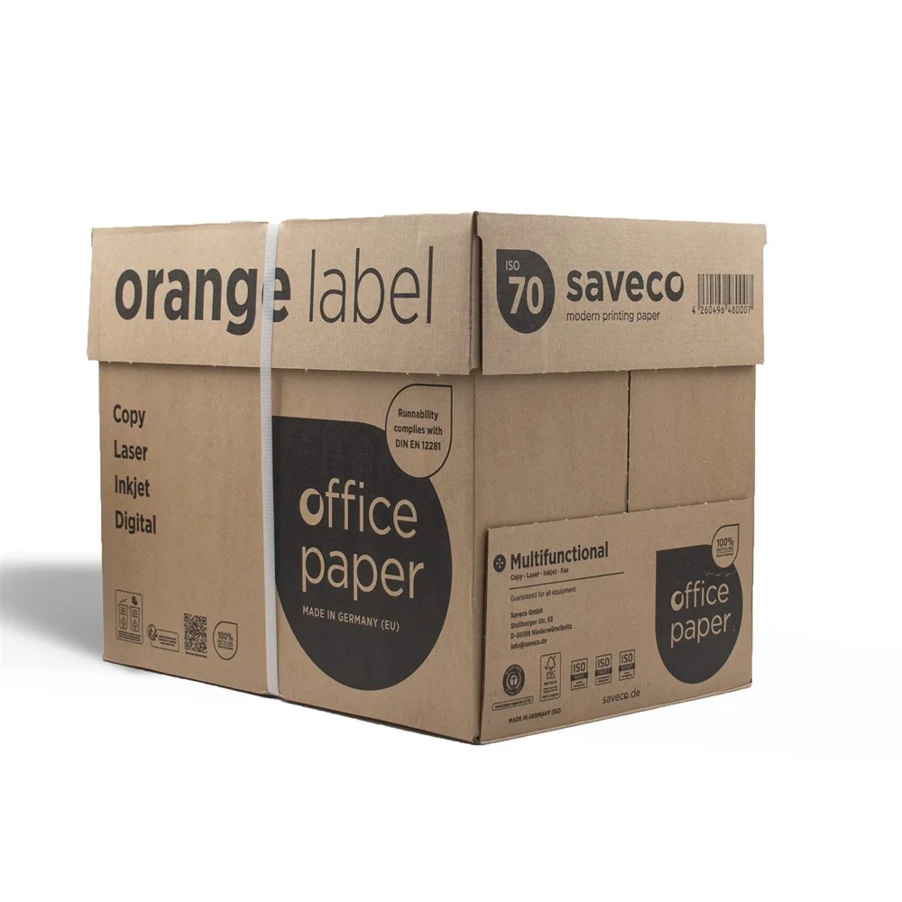Másolópapír A4, 80g, újrahasznosított ISO 70 fehérségű Saveco Orange Label 500ív/csomag - Image 4