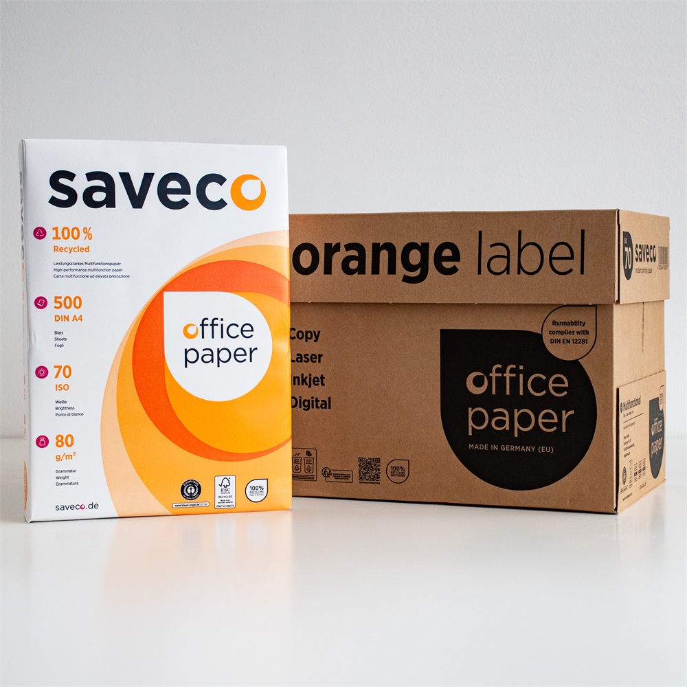 Másolópapír A4, 80g, újrahasznosított ISO 70 fehérségű Saveco Orange Label 500ív/csomag - Image 5