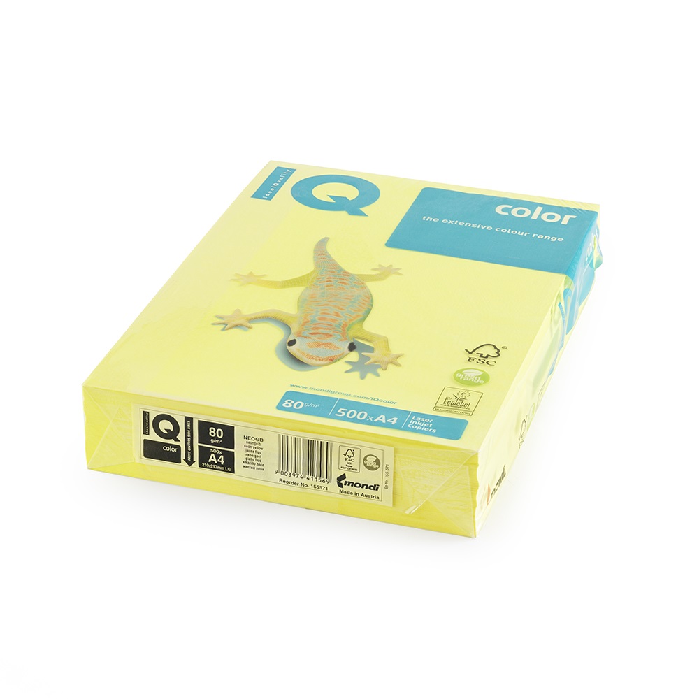Másolópapír, színes, A4, 80g. IQ Color 500ív/csomag, neon sárga