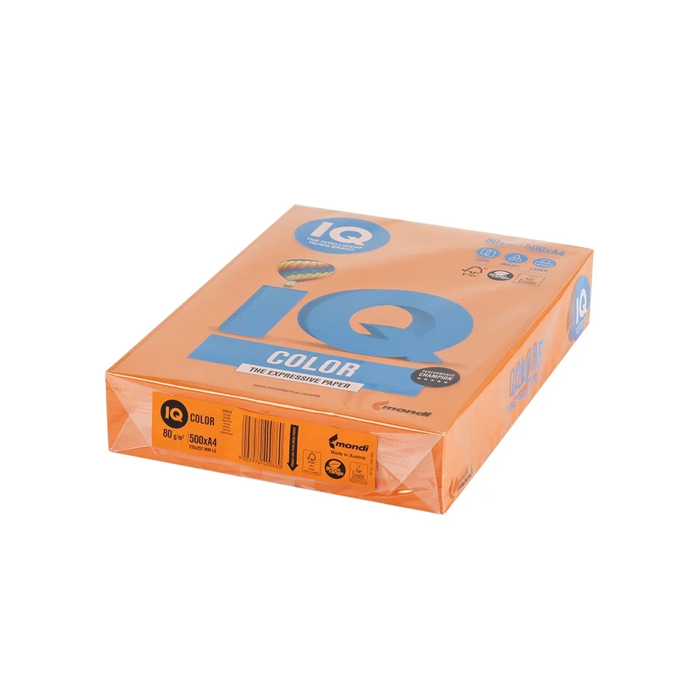 Másolópapír, színes, A4, 80g. IQ OR43 500ív/csomag, intenzív narancs - Image 2