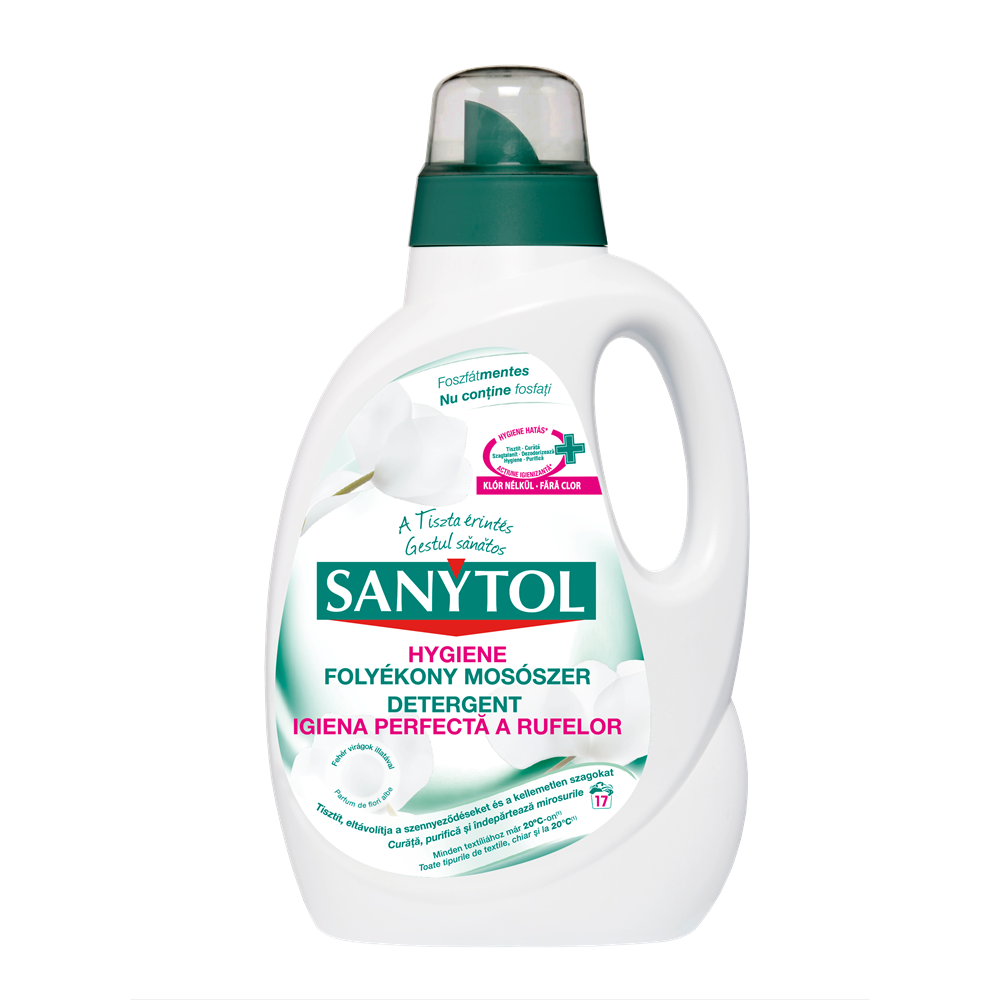 Mosógél 1,65 liter (17 mosás) fehér és színes ruhákhoz Sanytol Hygiene