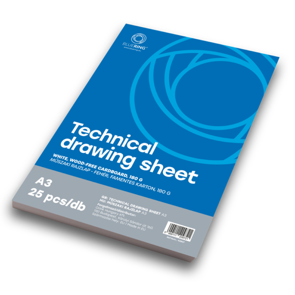 Műszaki rajzlap A3, 180g. 25ív/csomag, Bluering®